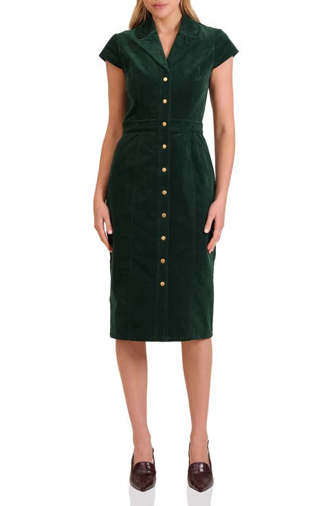 Short Sleeve Corduroy Dress