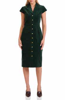 Avec Les Filles Short Sleeve Corduroy Dress