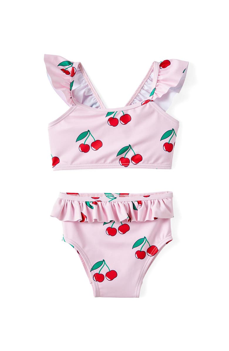 Cotton On Kids Lottie Two Piece Swim Set, Main, color, Tea Party Pink Cherries