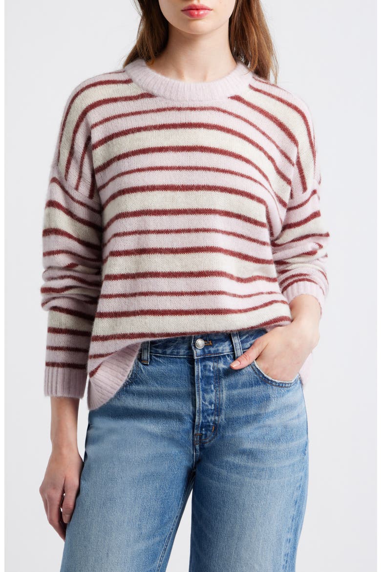 Oversize Pullover Sweater, Main, color, PINK MULTI STRIPE
