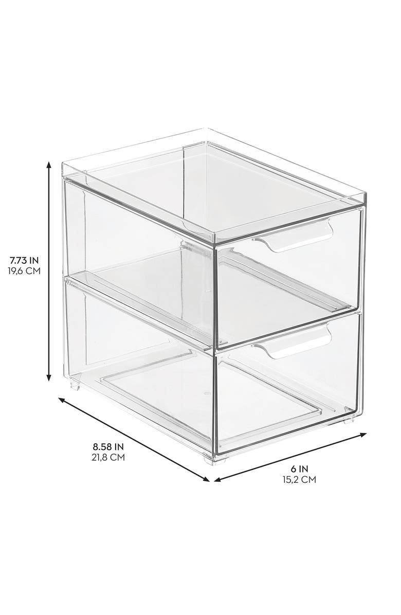 mDesign 2-Drawer Stackable Organizer for Kitchen or Pantry - Set of 4 - Clear, Alternate, color, Clear