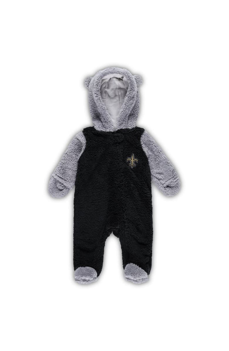 Outerstuff Newborn & Infant Black/Gray New Orleans Saints Game Nap Teddy Fleece Bunting Full-Zip Sleeper, Alternate, color, Black