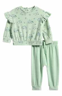 Tucker + Tate Floral Print Ruffle Top & Joggers Set