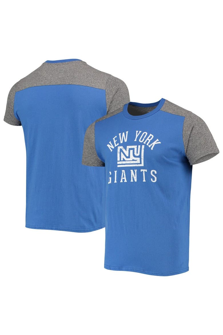 Men's Majestic Threads Royal/Heathered Gray New York Giants Gridiron Classics Field Goal Slub T-Shirt, Main, color, Royal