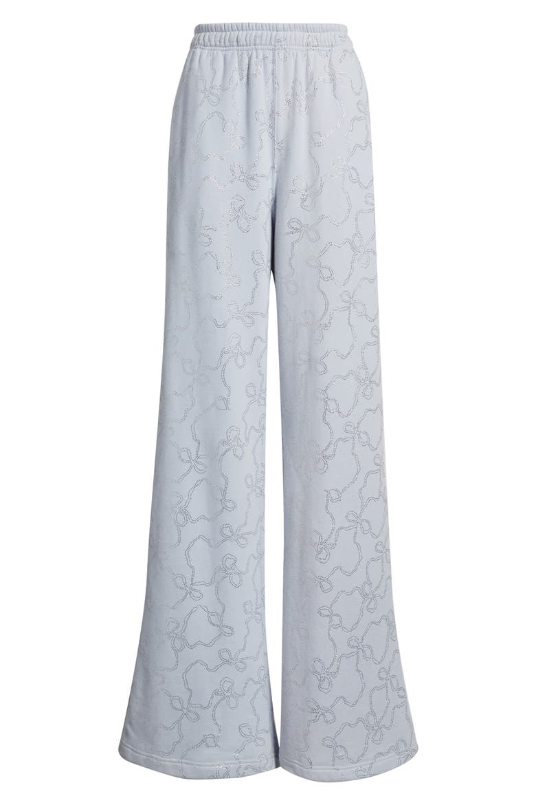 Momo Crystal Bow Wide Leg Sweatpants, Alternate, color, ASPEN BLUE