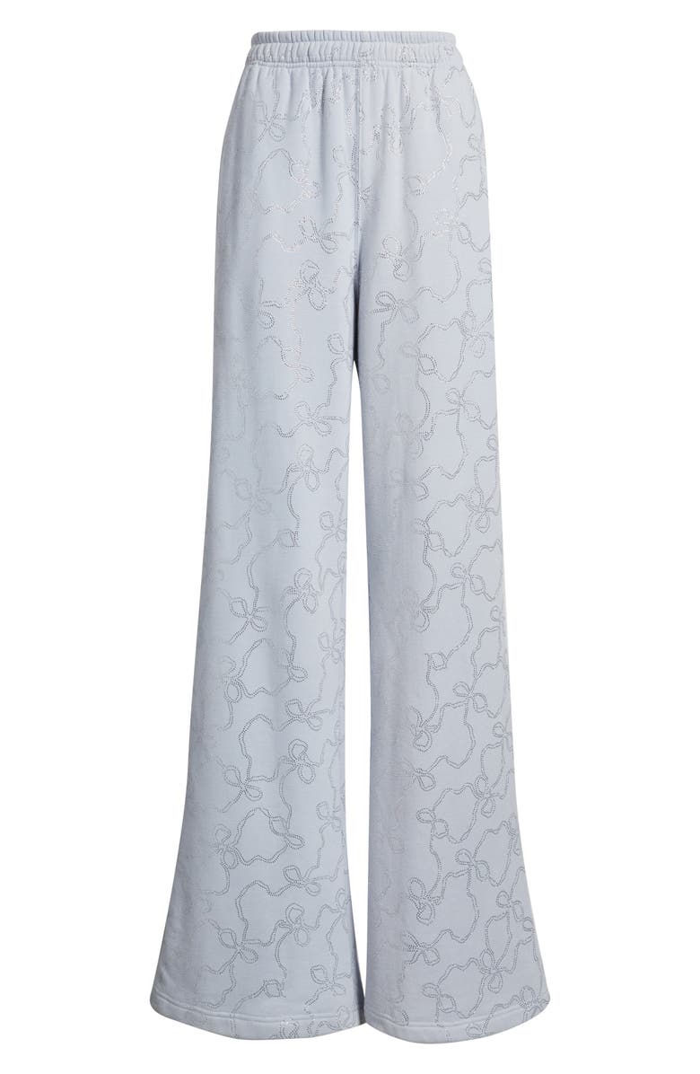 LoveShackFancy Momo Crystal Bow Wide Leg Sweatpants, Alternate, color,