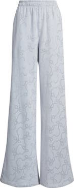 LoveShackFancy Momo Crystal Bow Wide Leg Sweatpants