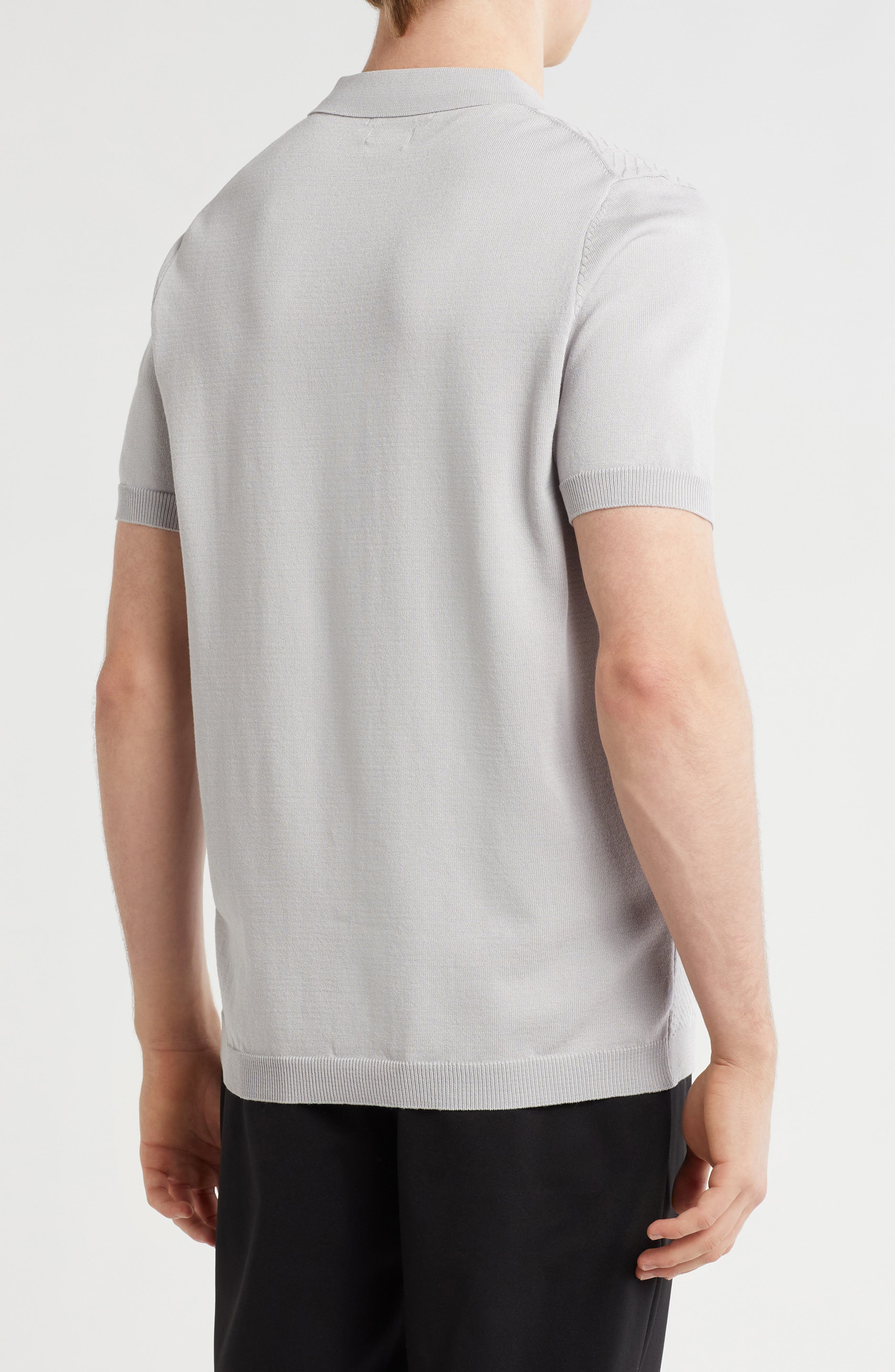 Textured Sweater Knit Zip Polo - image 4