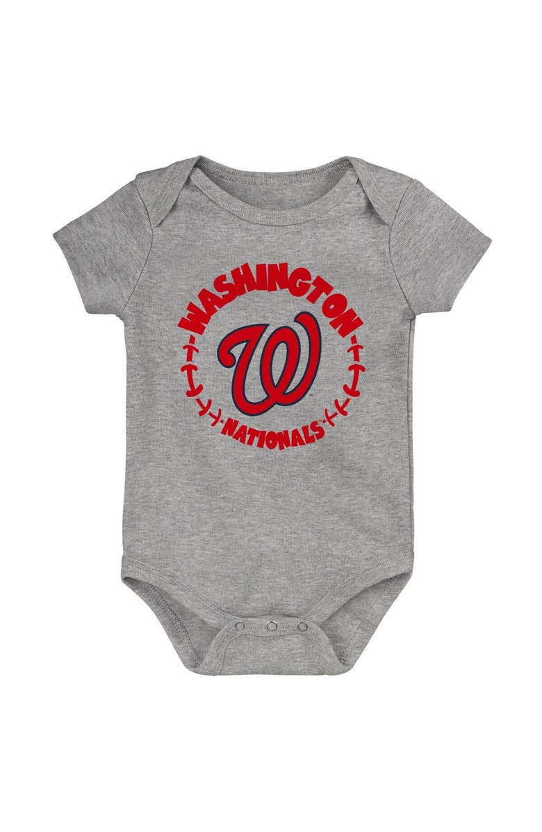 Outerstuff Infant Navy/White/Heather Gray Washington Nationals Biggest Little Fan 3-Pack Bodysuit Set, Alternate, color, Navy