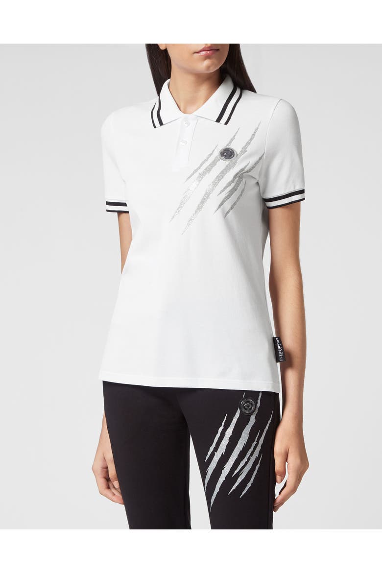 Polo Shirt Ss Scratch Women, Main, color, white