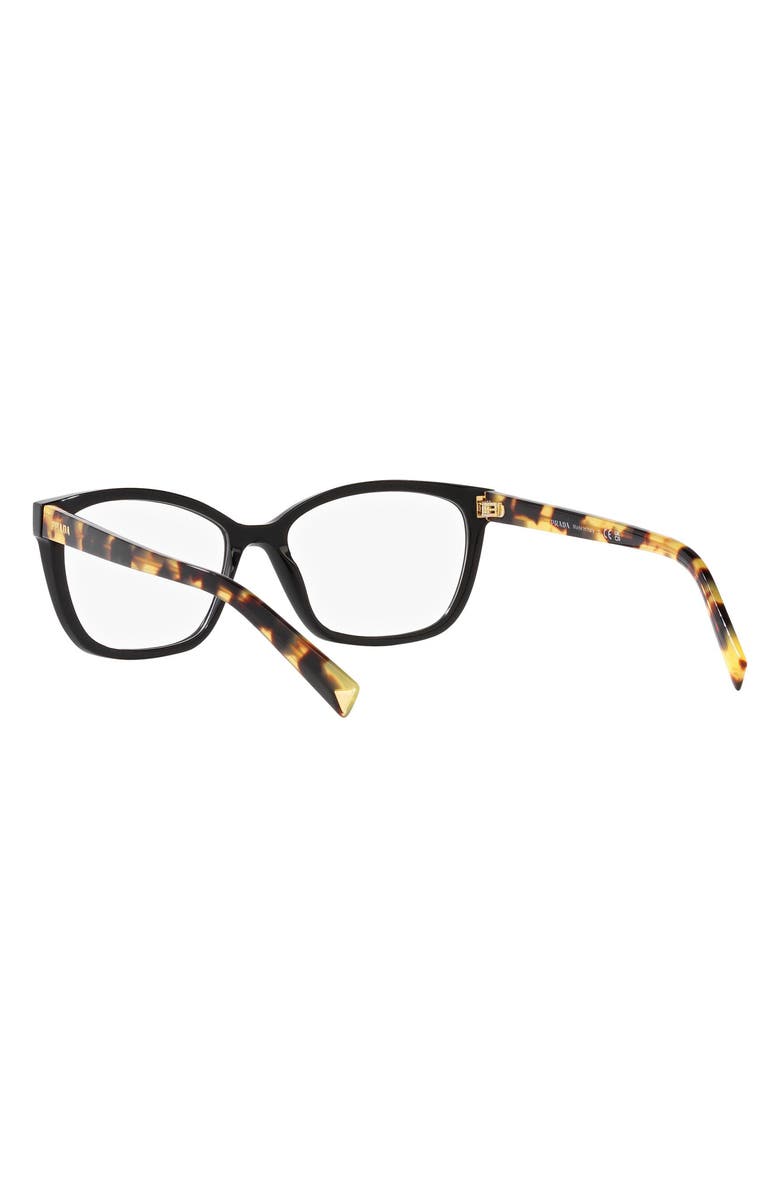 Prada 55mm Rectangular Optical Glasses, Alternate, color, Matte Black