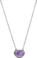 ADORNIA FINE Sterling Silver Birthstone Halo Pendant Necklace