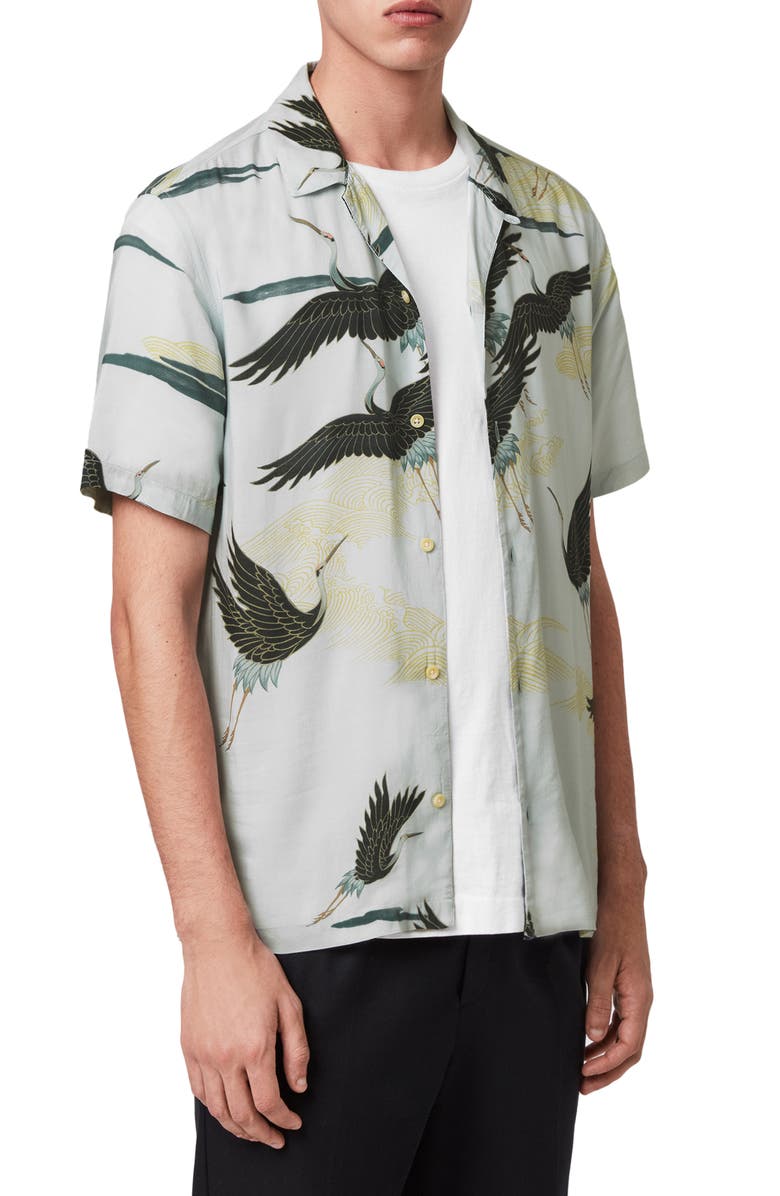 AllSaints Yonder Slim Fit Short Sleeve Button-Up Shirt, Alternate, color,