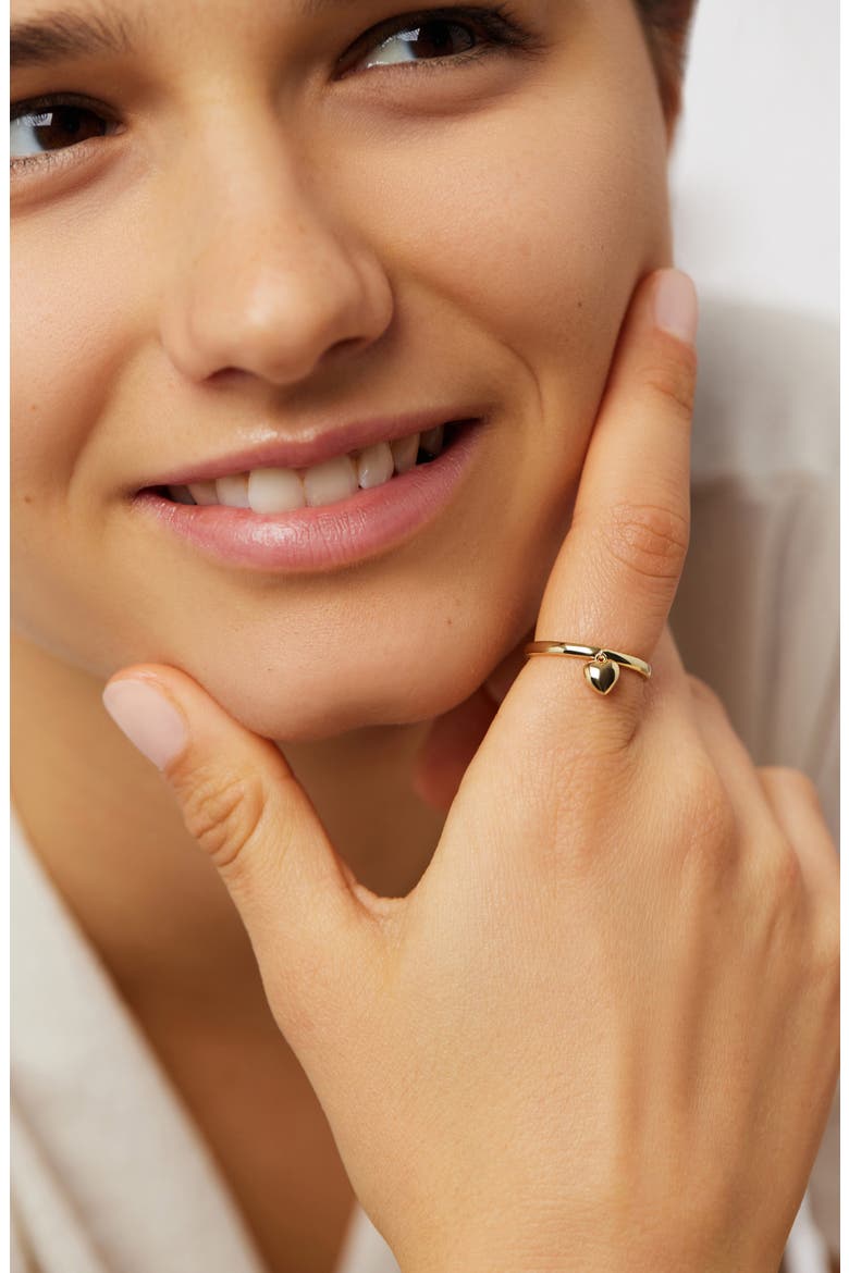 Leia Heart Charm Stackable Ring, Alternate, color, GOLD