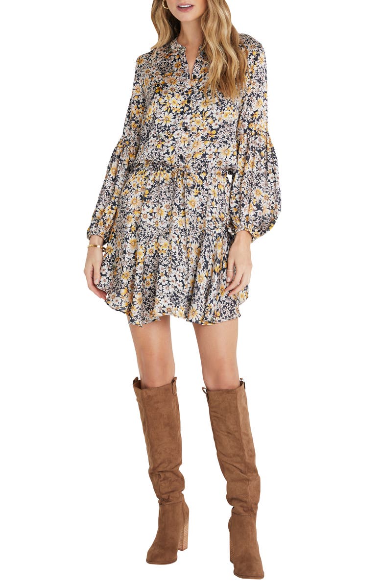 VICI Collection Tie Waist Long Sleeve Dress, Main, color,