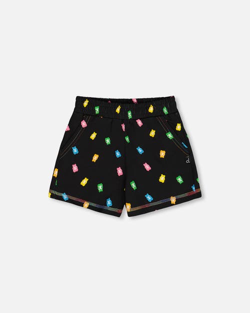 DEUX PAR DEUX DEUX PAR DEUX LITTLE GIRL'S PRINTED SHORT BLACK AND MULTICOLORED GUMMIES
