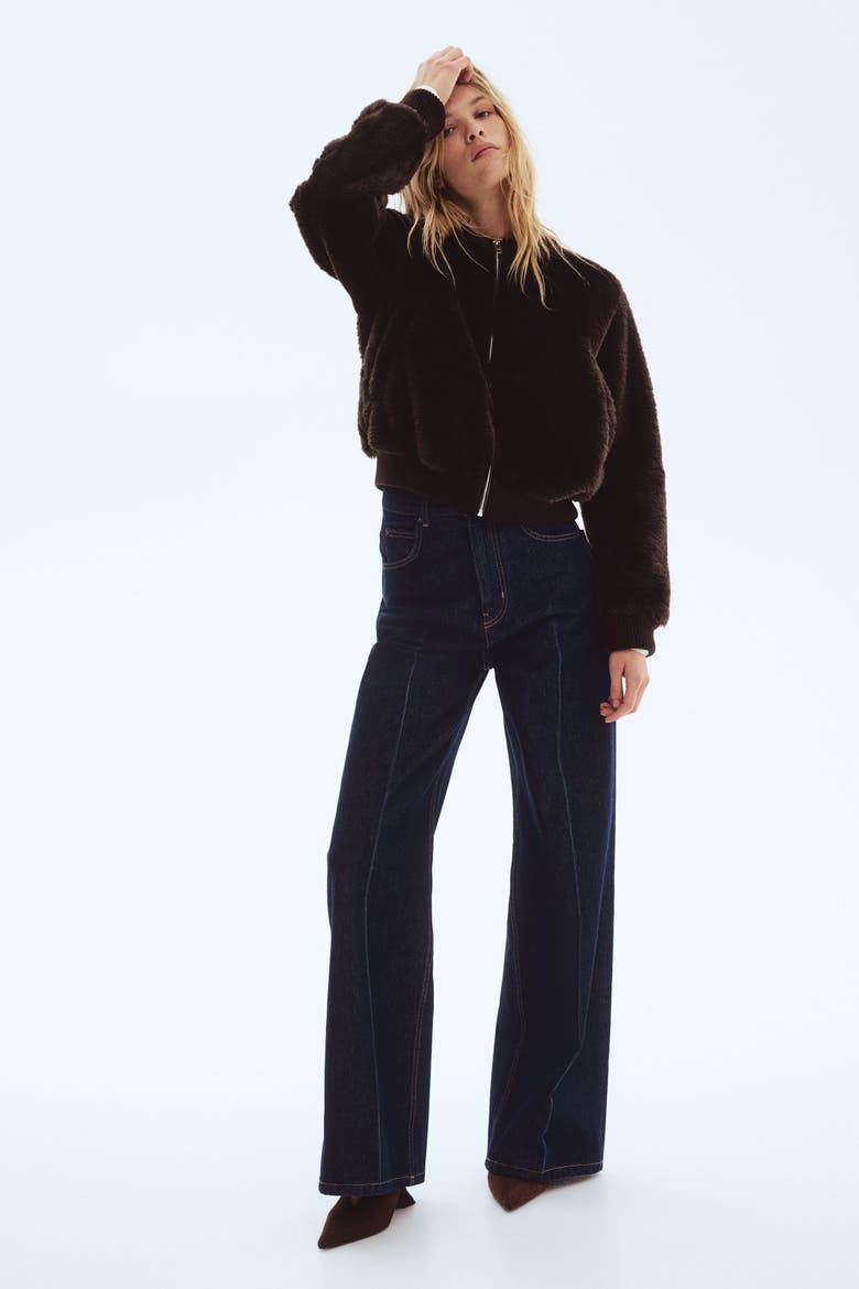 Pile Bomber Jacket, Alternate, color, Dark brown
