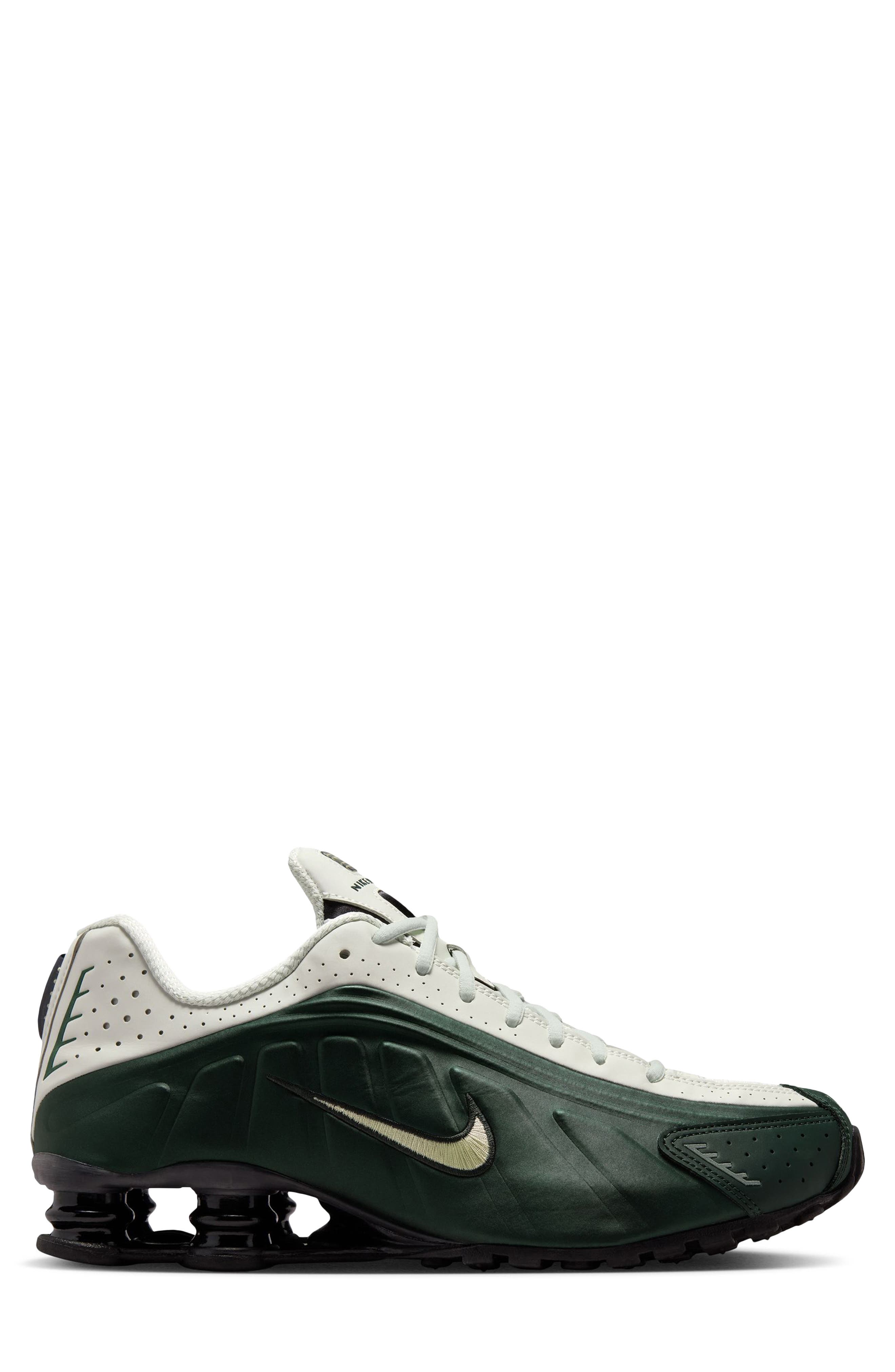 Nike Shox R4 Sneaker, Alternate, color, Black/ Ivory/ Olive