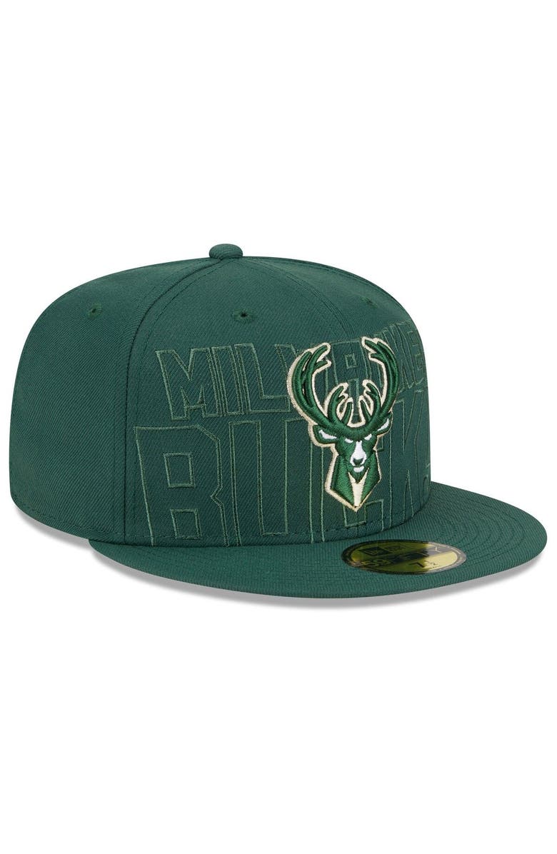 New Era Men's New Era  Hunter Green Milwaukee Bucks 2023 NBA Draft 59FIFTY Fitted Hat, Alternate, color, 