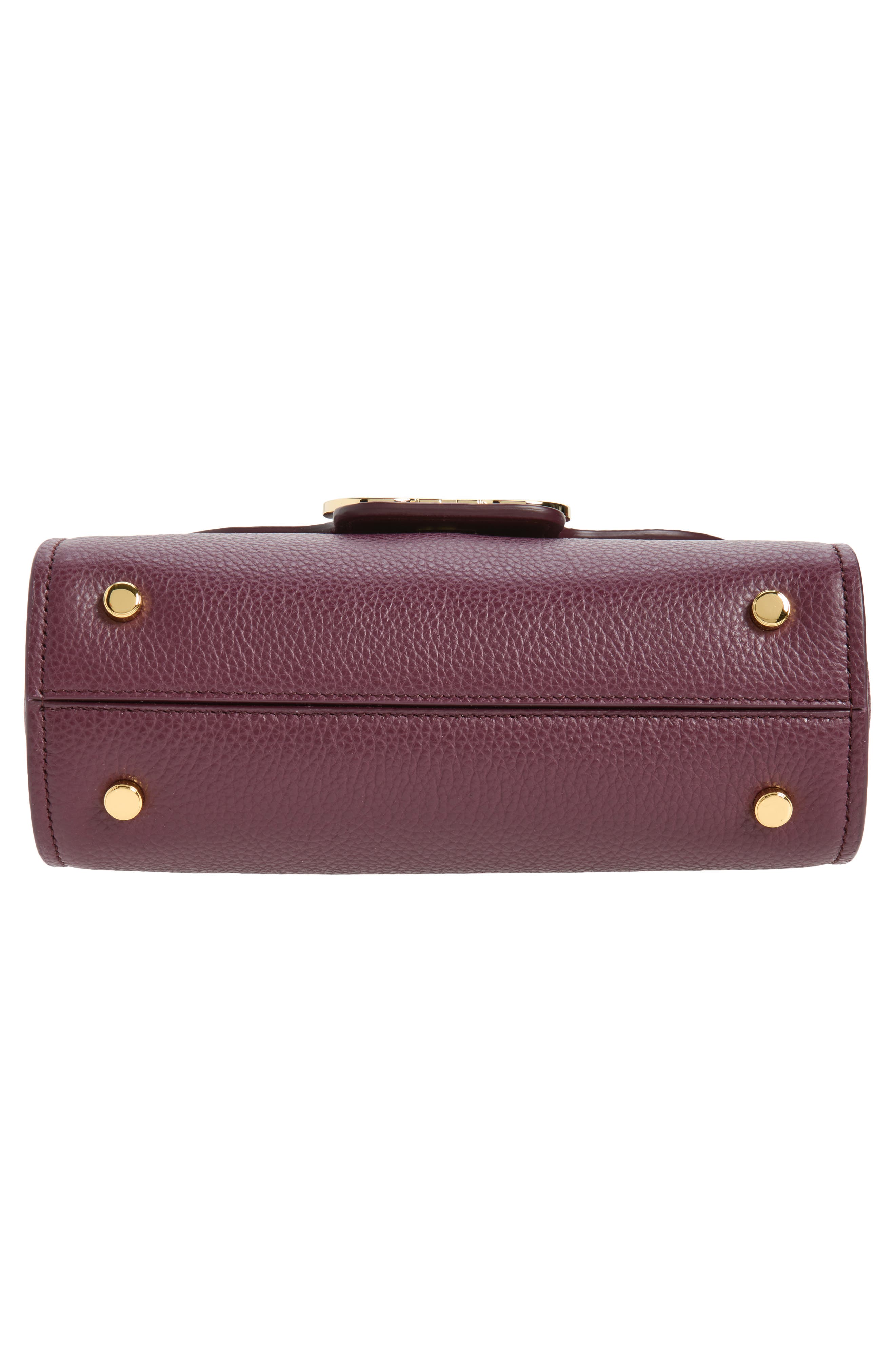 Double Gancio Leather Top Handle Bag, Alternate, color, PLUM