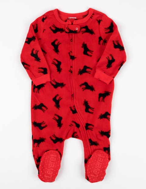 Footed Fleece Printed Holiday Pajamas (Baby)