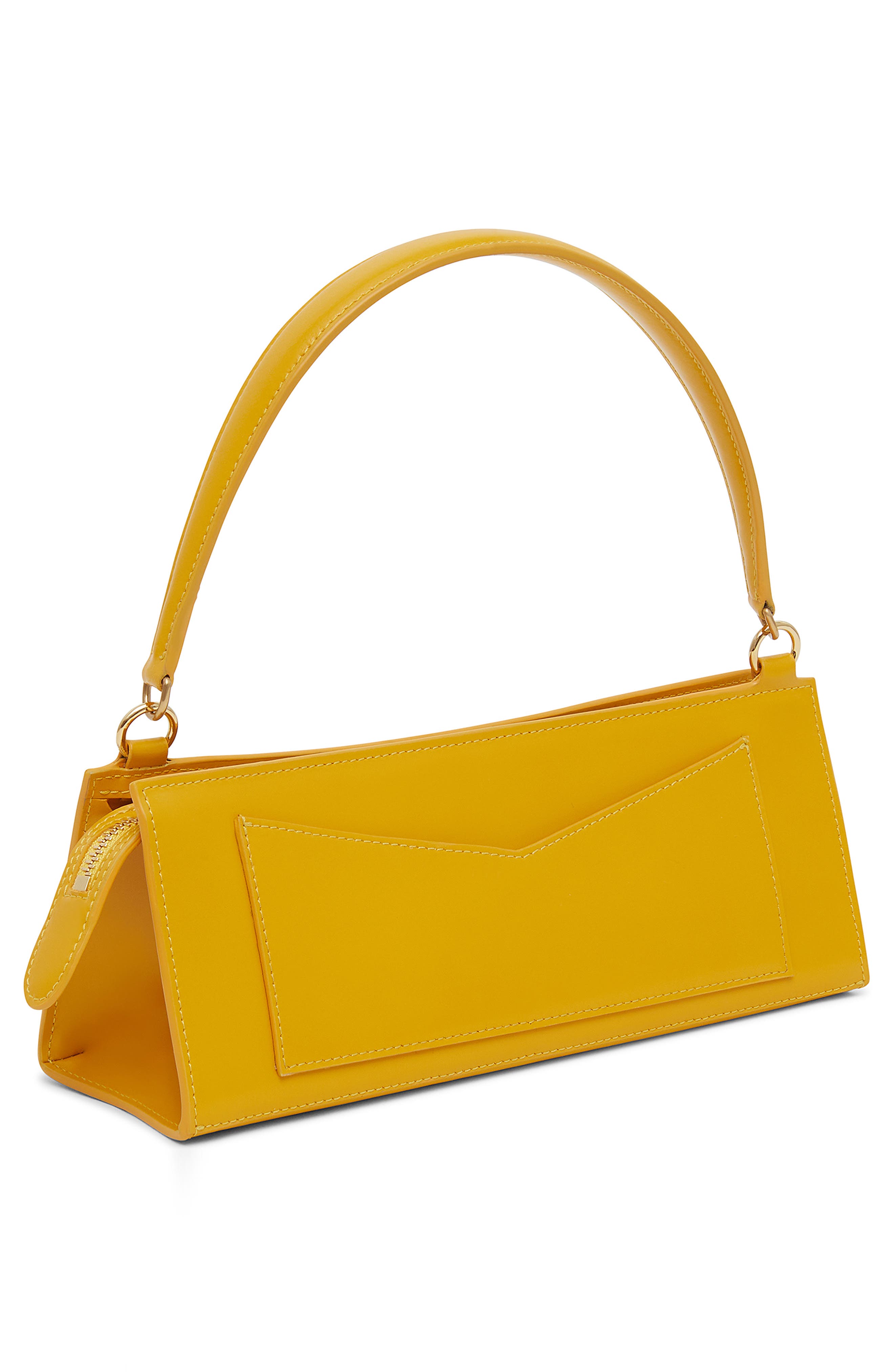 Pencil Case Leather Shoulder Bag, Alternate, color, GOLDEN YELLOW