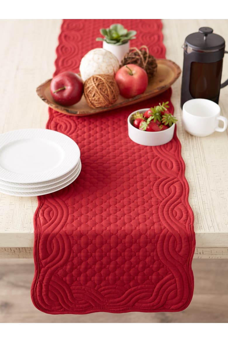 Cranberry Quilted Farmhouse Table Runner, Alternate, color, Cranberry
