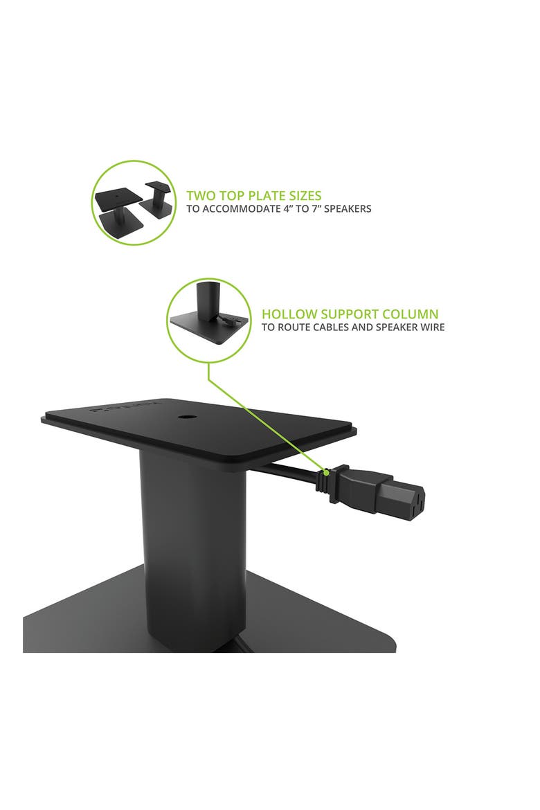 SP6HD 6" Universal Desktop Speaker Stands with Rotating Top Plates and Cable Management - Pair, Alternate, color, Black