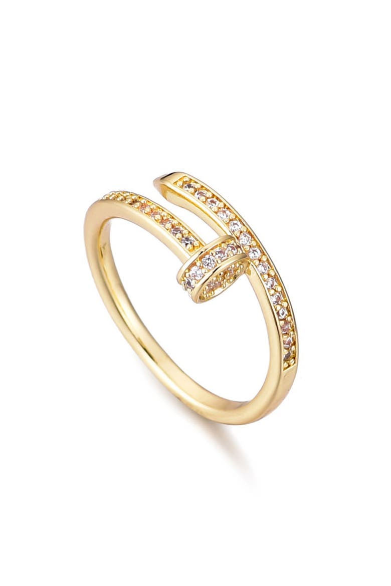 CZ Nail Bypass Ring, Alternate, color, GOLD