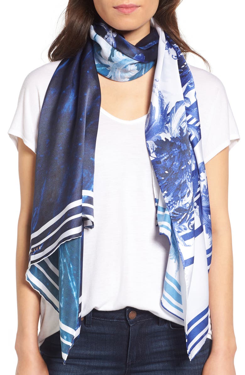 Ted Baker London Persian Blue Silk Scarf, Main, color, 