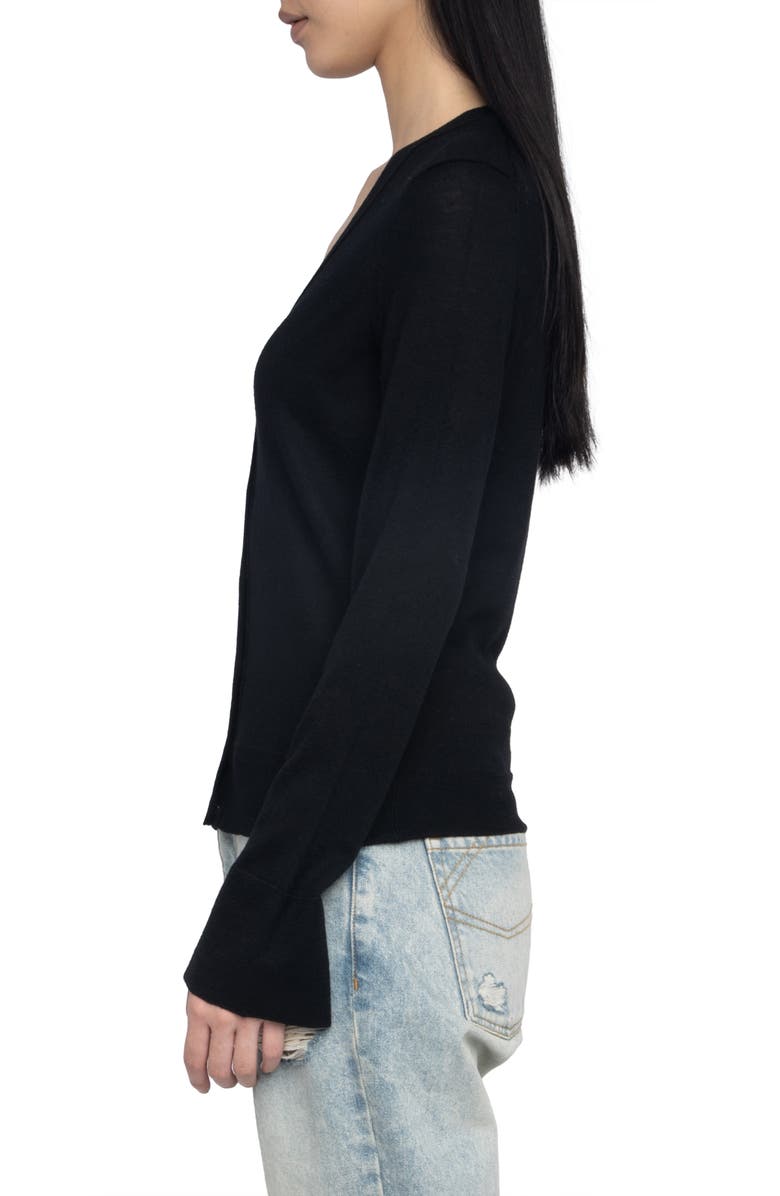 Zadig 
Voltaire Jemma Crystal Button Merino Wool Cardigan, Alternate, color, Black