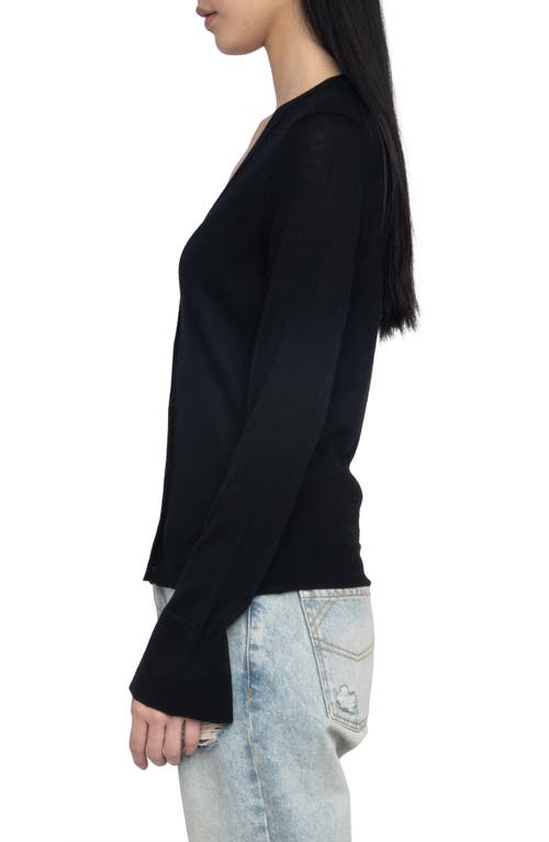 Zadig & Voltaire Jemma Crystal Button Merino Wool Cardigan In Black