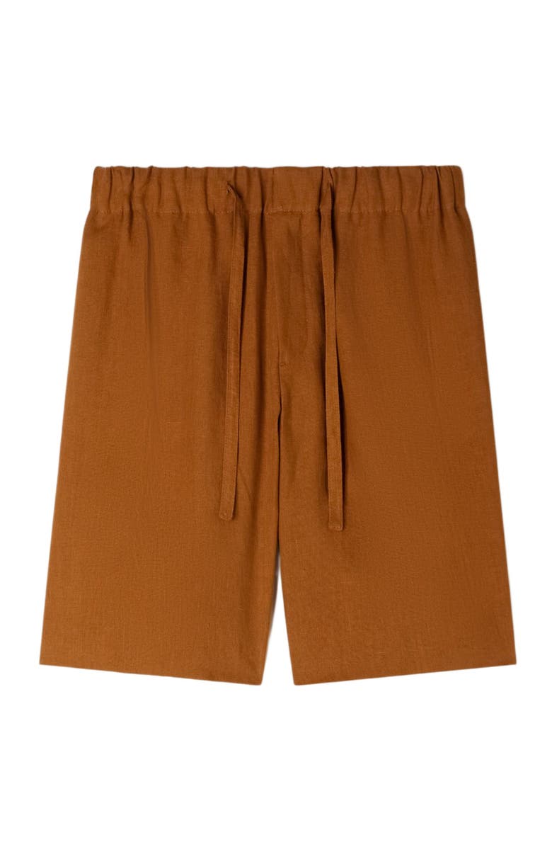 SANDRO Elastic waist linen shorts, Alternate, color, Whisky