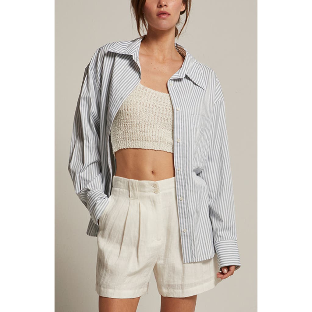Crescent Striped Button Up Shirt In Mist