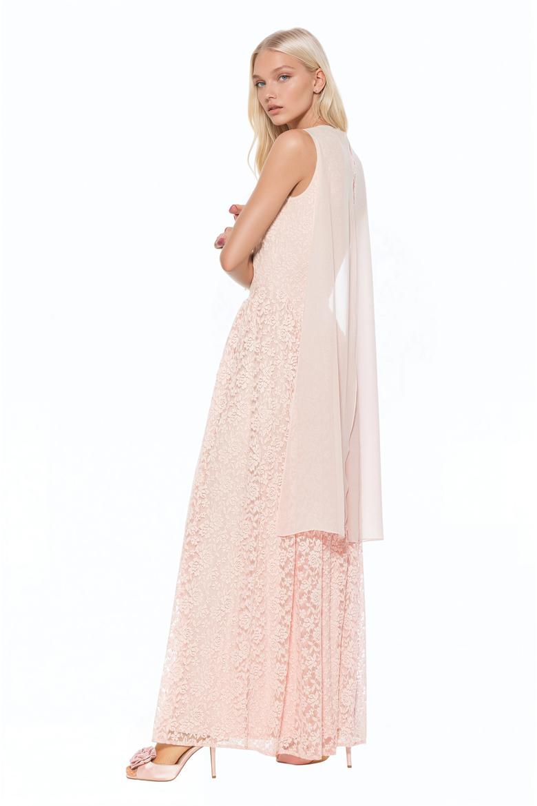 Marin Draped Bodice Dropped Waist Gown, Alternate, color, Pink