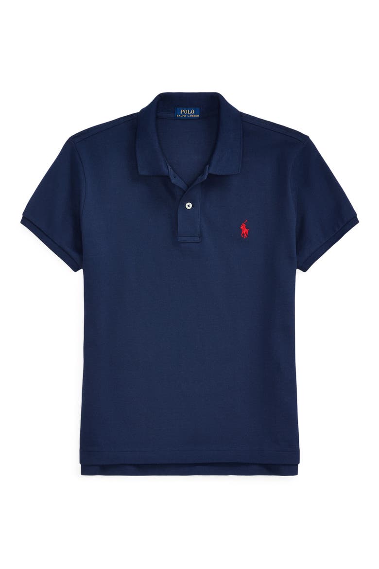 Classic Fit Piqué Polo, Alternate, color, NEWPORT NAVY/ RED PP
