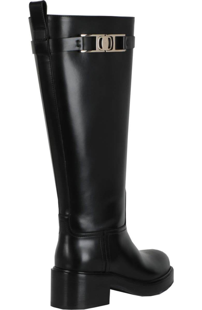 FERRAGAMO Rosalie Tall Leather Boot, Alternate, color, Black