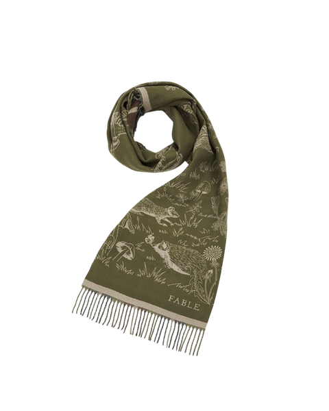 Woodland Scene Check Long Jacquard Scarf