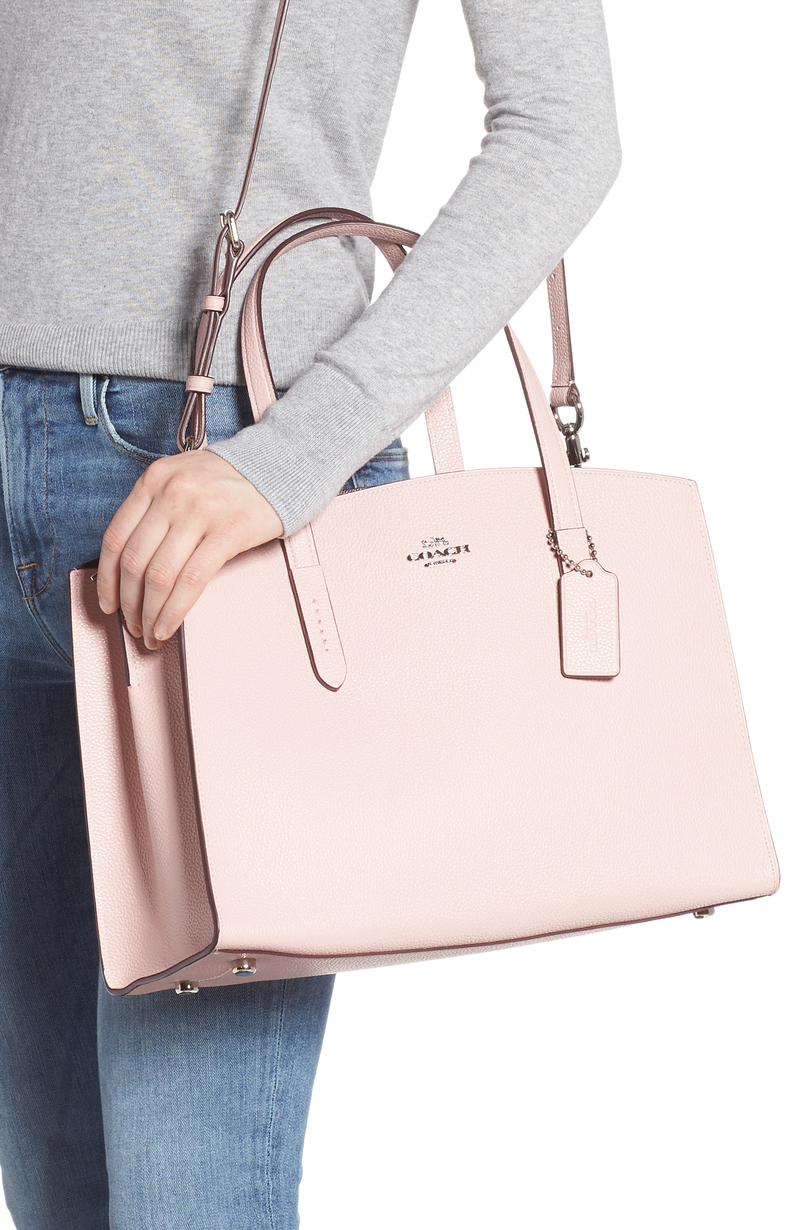 Charlie Leather Tote, Alternate, color, BLOSSOM/ SILVER