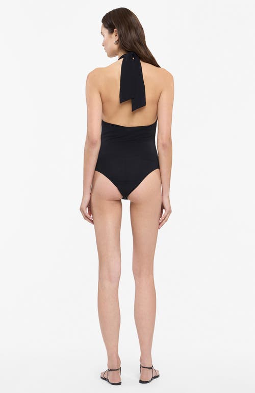 Another Tomorrow Halter Bodysuit In Black