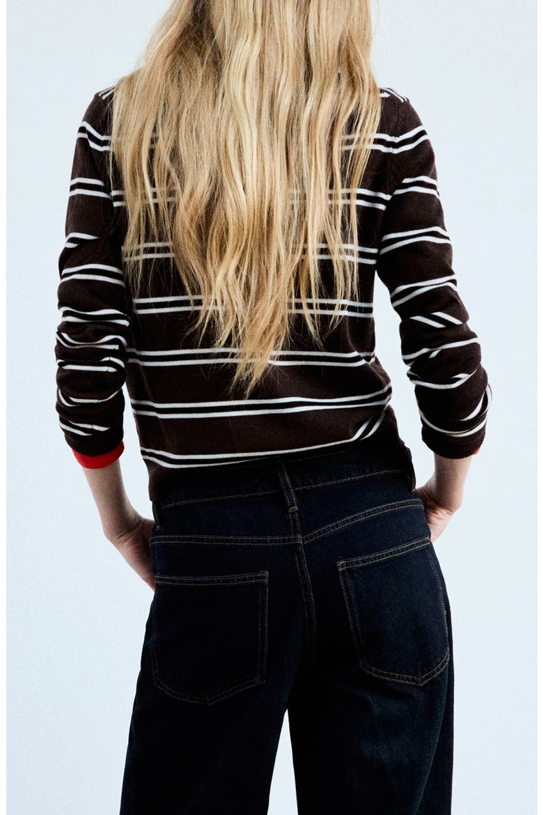 Stripe Crewneck Sweater, Alternate, color, CHOCOLATE