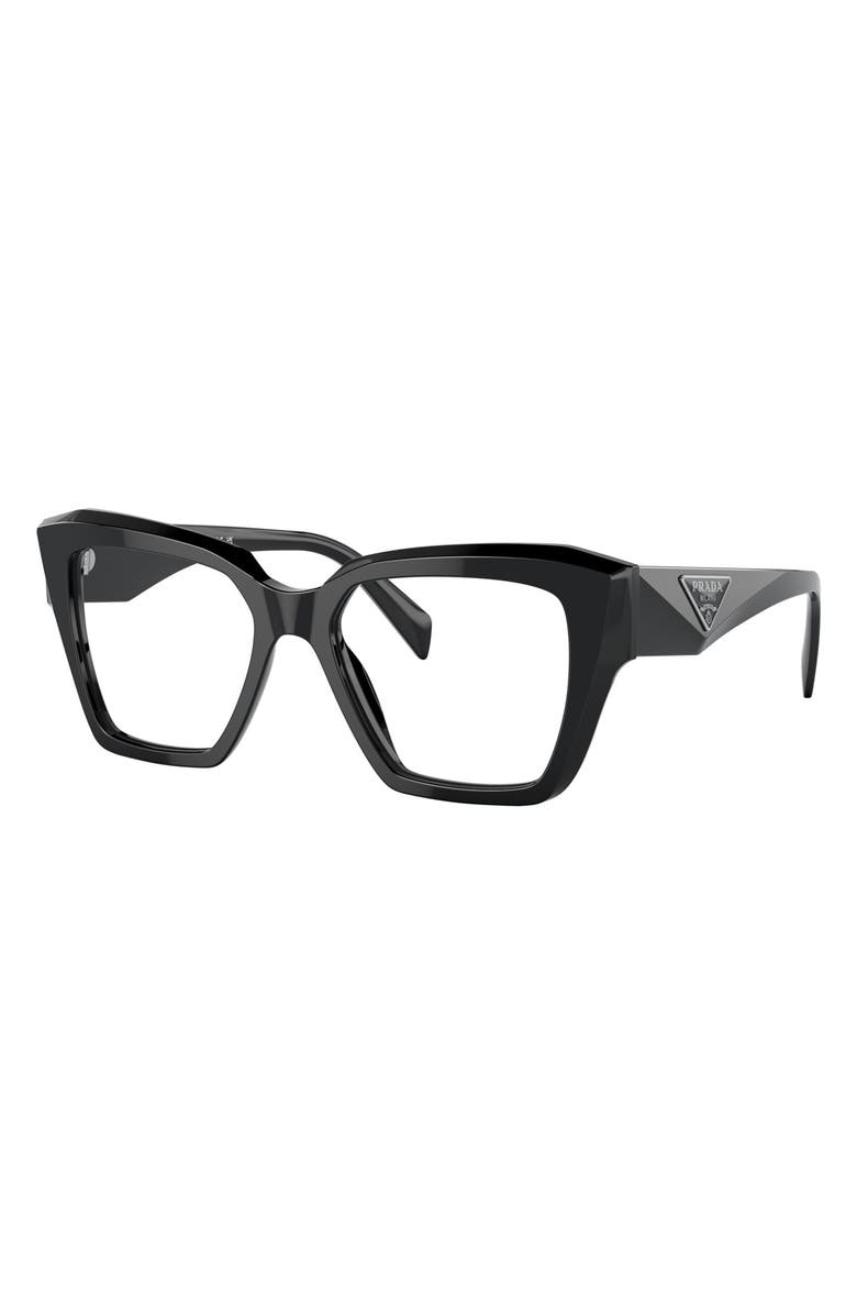 Prada 51mm Square Optical Glasses, Alternate, color, Black / Demo Lens