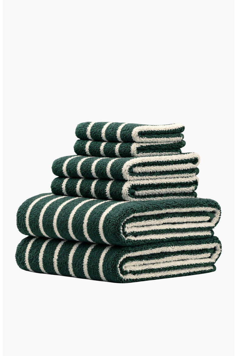 Ultraplush Australian Cotton Standard 6-piece Towel Set, Alternate, color, Verdant & Ecru