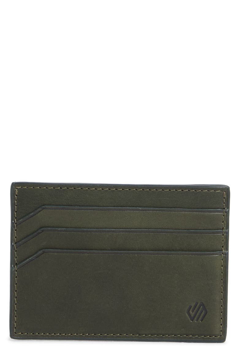 Waxy Leather Card Case, Main, color, OLIVE