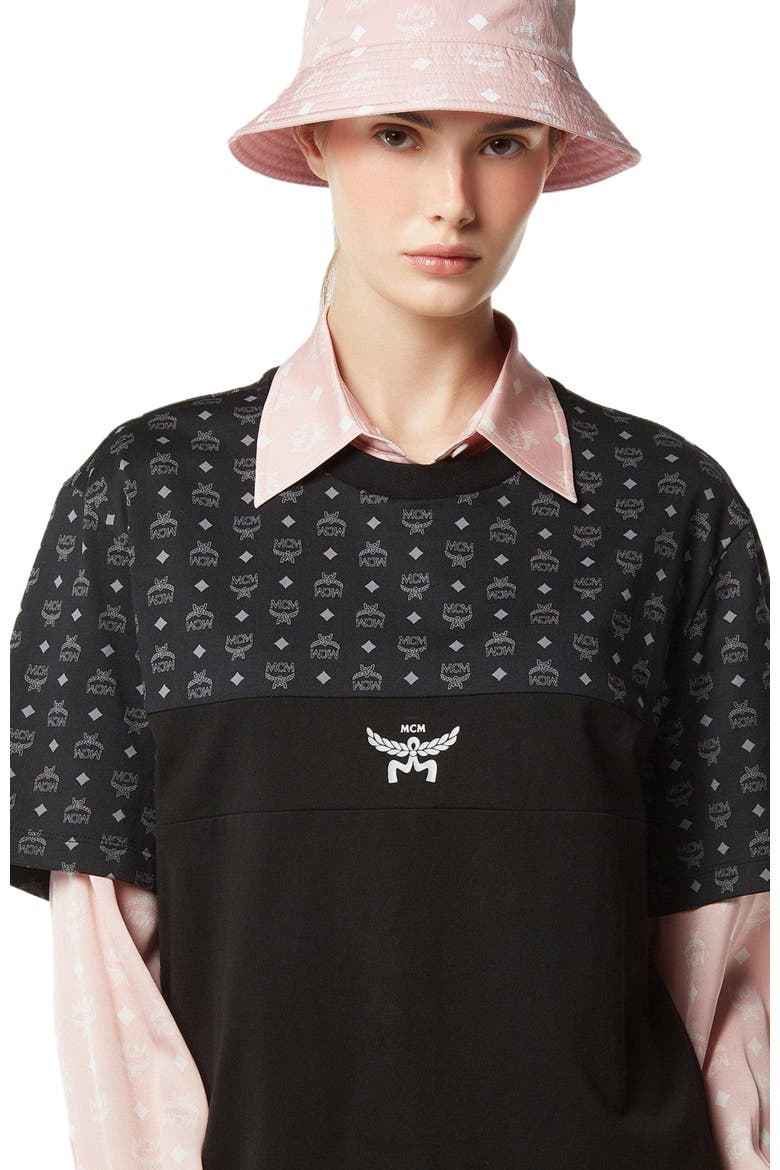 Monogram Print T-Shirt in Organic Cotton, Alternate, color, Black