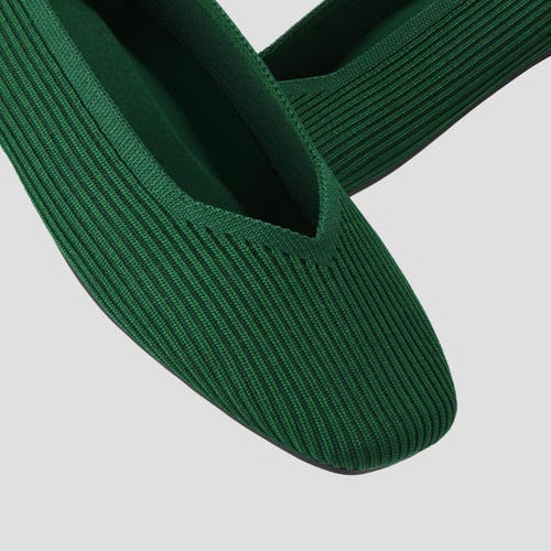 Vivaia Square-toe V-cut Flats In Forest Green