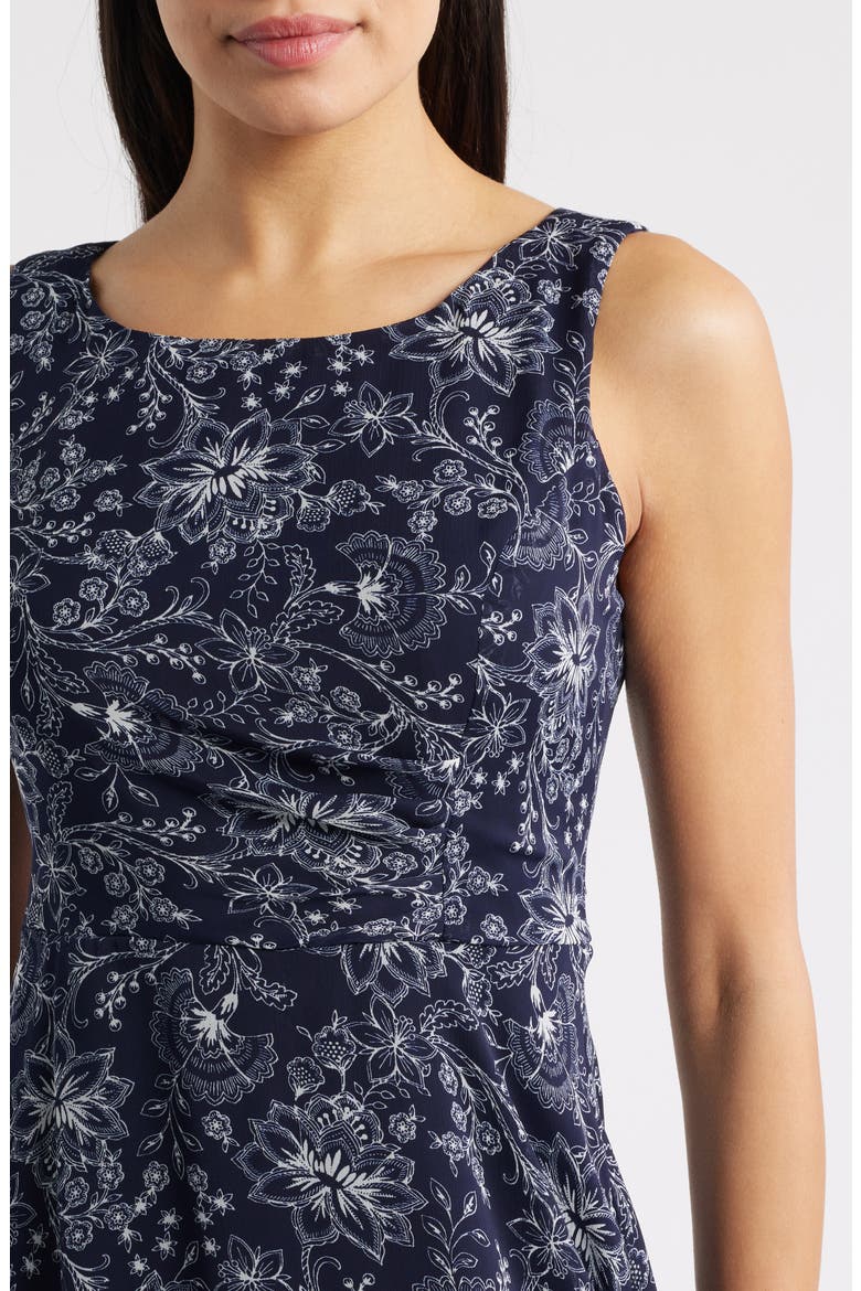 Pleat Waist Yoryu Sleeveless Midi Dress, Alternate, color, NAVY