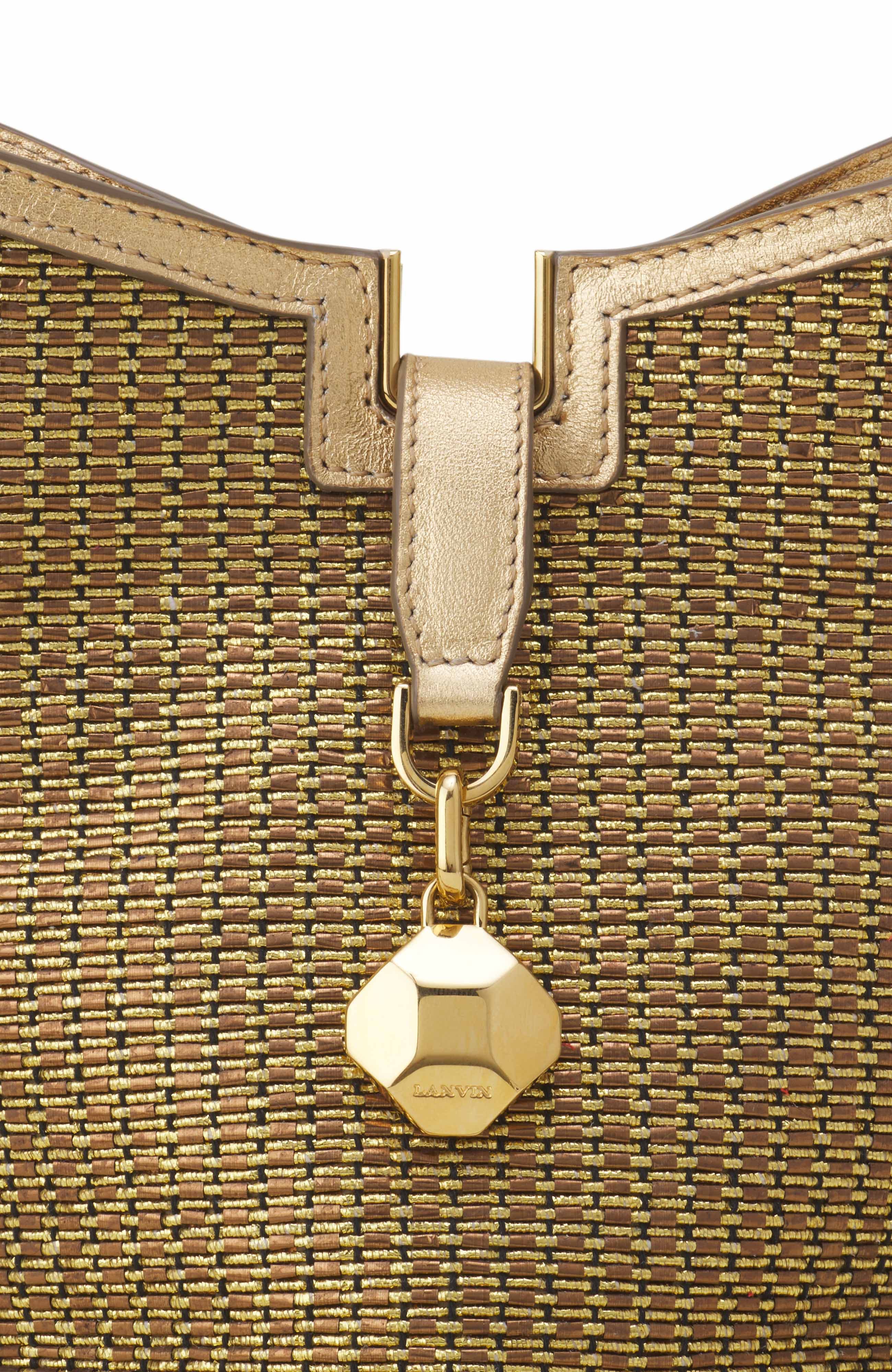 Lanvin Catch By Lanvin Bucket Bag In Raffia, Alternate, color, Gold/Black