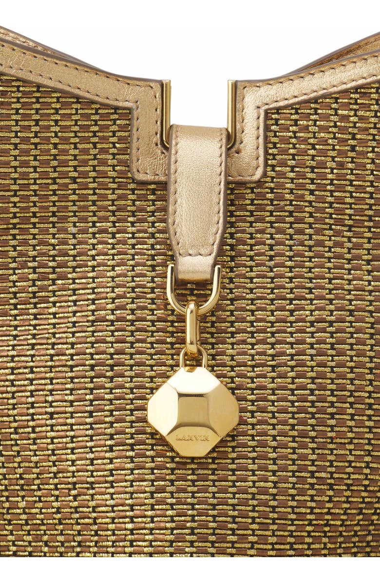 Lanvin Catch By Lanvin Bucket Bag In Raffia, Alternate, color, Gold/Black