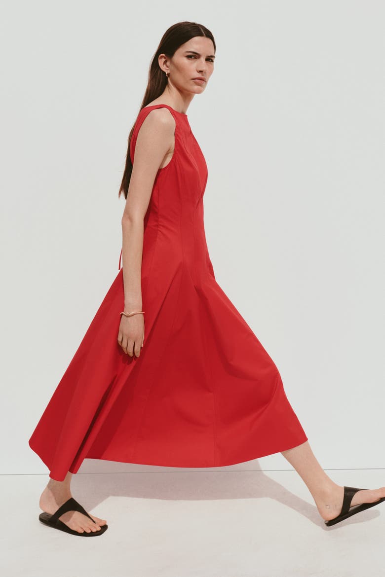 Cutout Twill Dress, Alternate, color, Bright red